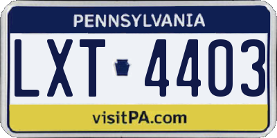 PA license plate LXT4403