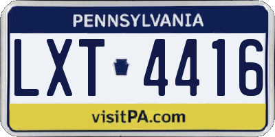 PA license plate LXT4416