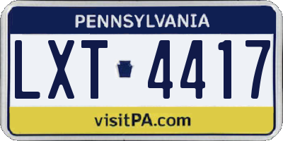 PA license plate LXT4417