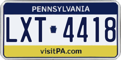 PA license plate LXT4418