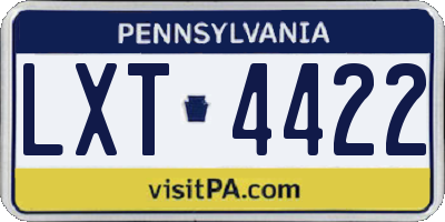 PA license plate LXT4422