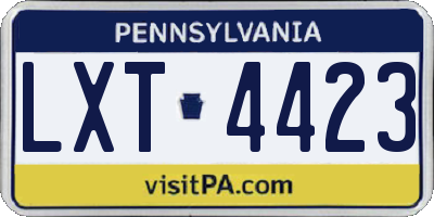 PA license plate LXT4423