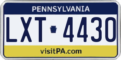 PA license plate LXT4430