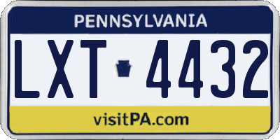 PA license plate LXT4432