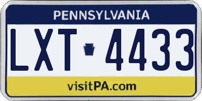 PA license plate LXT4433