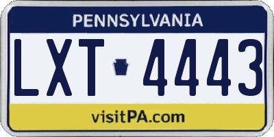 PA license plate LXT4443