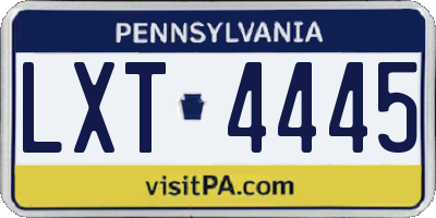 PA license plate LXT4445