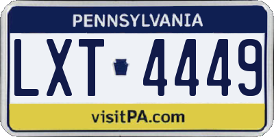 PA license plate LXT4449