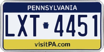 PA license plate LXT4451