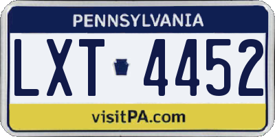 PA license plate LXT4452