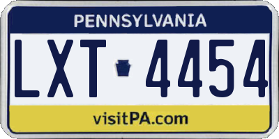 PA license plate LXT4454