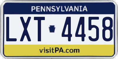 PA license plate LXT4458