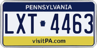 PA license plate LXT4463