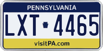 PA license plate LXT4465
