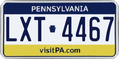 PA license plate LXT4467
