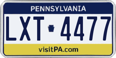 PA license plate LXT4477