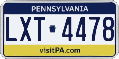 PA license plate LXT4478
