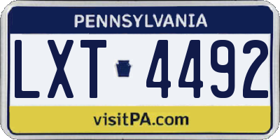 PA license plate LXT4492