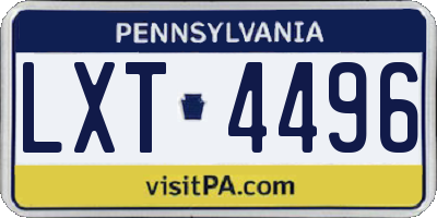 PA license plate LXT4496
