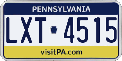 PA license plate LXT4515