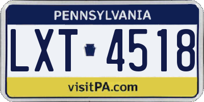 PA license plate LXT4518
