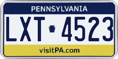 PA license plate LXT4523