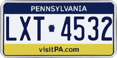 PA license plate LXT4532