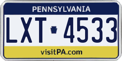 PA license plate LXT4533