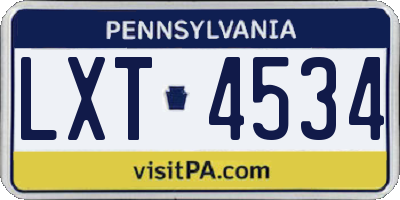 PA license plate LXT4534