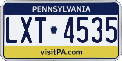 PA license plate LXT4535
