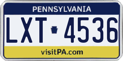 PA license plate LXT4536