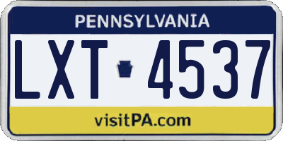 PA license plate LXT4537