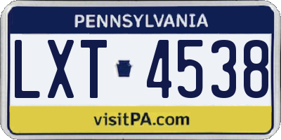 PA license plate LXT4538