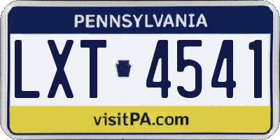 PA license plate LXT4541