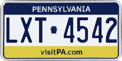 PA license plate LXT4542