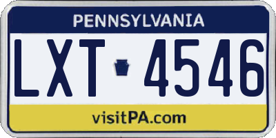 PA license plate LXT4546