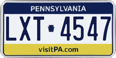 PA license plate LXT4547