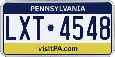 PA license plate LXT4548