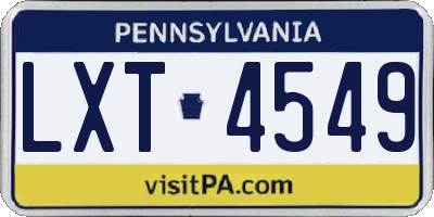 PA license plate LXT4549