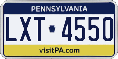 PA license plate LXT4550