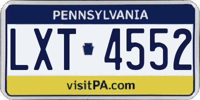 PA license plate LXT4552