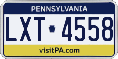 PA license plate LXT4558