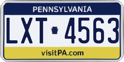 PA license plate LXT4563