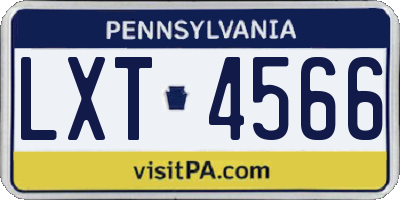 PA license plate LXT4566