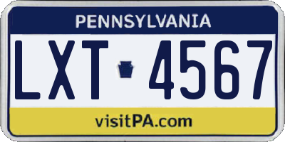 PA license plate LXT4567