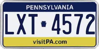 PA license plate LXT4572