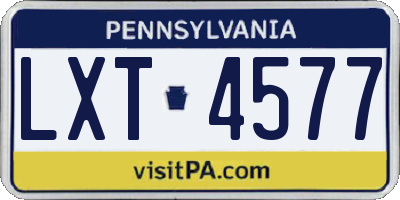 PA license plate LXT4577