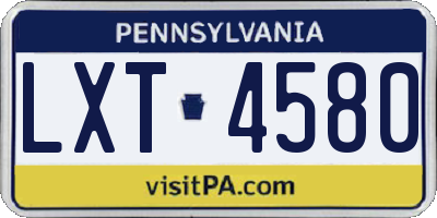 PA license plate LXT4580