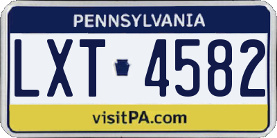 PA license plate LXT4582