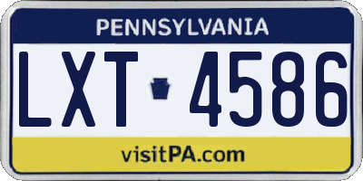 PA license plate LXT4586